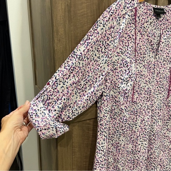 Lane Bryant 14/16 Popover Top Shirt roll tab sleeves notch neck - Picture 6 of 11